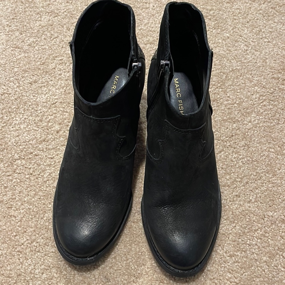 Black Marc Fisher zipper shoe booties